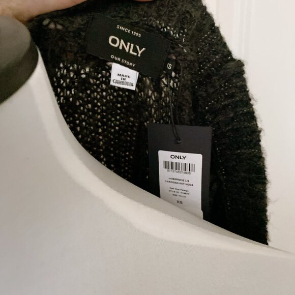 NWT Dark Grey ONLY Knitted Longline Open Front Cardigan - Picture 5 of 6